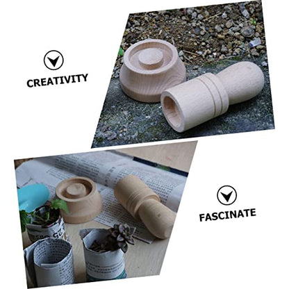 HOMSFOU Wooden Paper Pot Maker Set 2 pcs Seed Pot Maker for Nursery Seedlings Newspaper Tool for Gardening Compact Paper Making Tool for Plant Starter