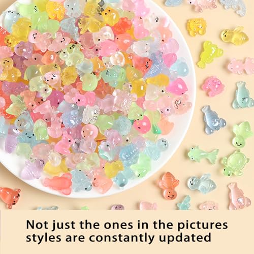 50PCS Luminous Mini Resin Animals, Random Style Resin Animals Variety Pack - color: Glow Animals
