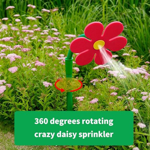 Crazy Daisy Sprinkler Funny Rotating Flower Sprinkler for Dogs - color: Red