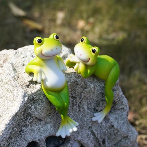 2PCS Frog Figurines Plant Pot Hugger Garden Statue Decor - style: Frog2