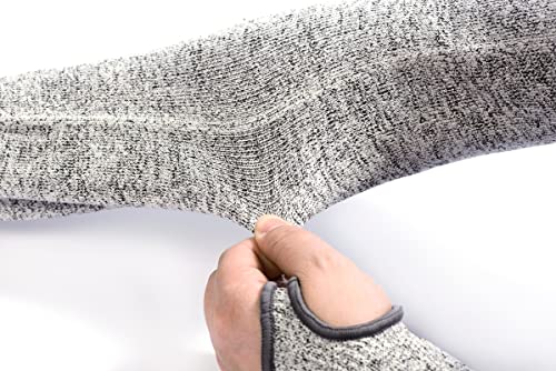 Cut Resistant Arm Sleeves Level 5 Arm Protection Sleeves Grey Gardening Sleeves for Women Men - size: 45cm(18")*1 pair, style: With Thumb Slot