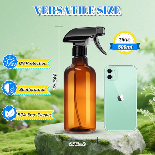 DIYSELF 2 Pack Spray Bottles for Cleaning and Lab Use, 16 oz, Amber - color: Amber, size: 2-Pack