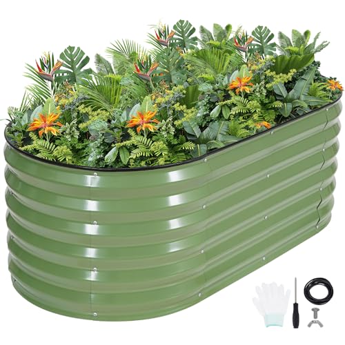 G GOOD GAIN Raised Garden Beds Galvanized, Metal Planter Boxes Kit, Oliver - color: Oliver Green, size: 4×2×1.4ft (1 Pack)