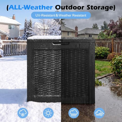 32 Gallon Outdoor Storage Box Waterproof Deck Box Patio Storage - color: Black, style: 32Gallon-style1