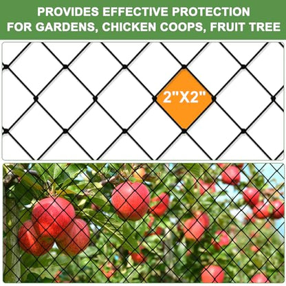 Bird Netting 25'x50' Heavy Duty Nylon Net with 2" Mesh, Chicken Netting - size: 2", 25' x 50'