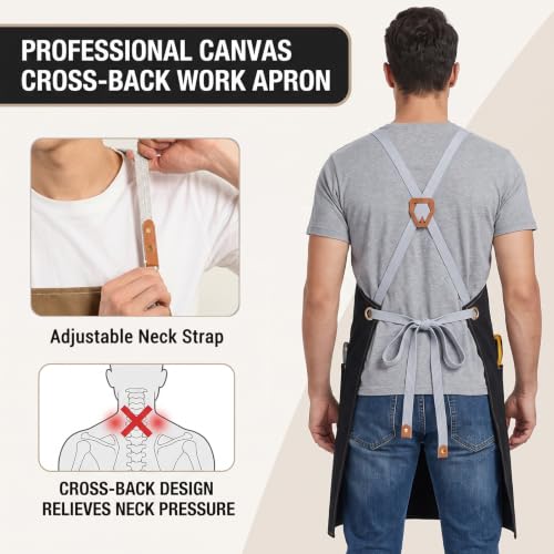 KTMOUW 2 Pack Chef Apron for Men Women with Large Pockets, Adjustable Apron - color: Black+coffee