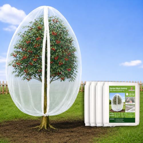 Jevrench 4-Pack 4 x 6 ft Garden Netting Bags with Zipper and Drawstring - size: 4 x 6ft – 4 Pack