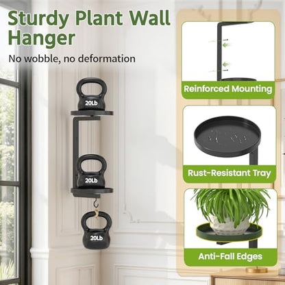 LASZOLA Plant Hanger Holder Shelf Wall Indoor with Lights, 2 Pcs Black - color: Dark Grey, size: 2