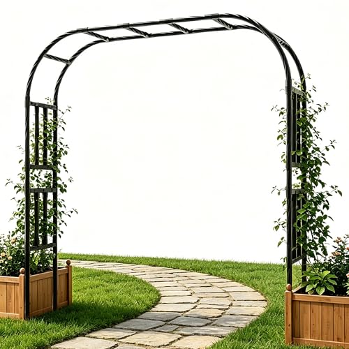 Thickened Metal Garden Arch-92.5L*105H,Trellis for Climbing Plants Outdoor - size: 98（L）*94(H)*16(W)IN