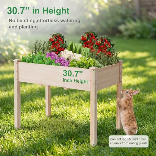 48x24x30 Elevated Wooden Raised Garden Bed with Legs, 300LBS Capacity - color: Natural, size: 48 x 24 x 30in