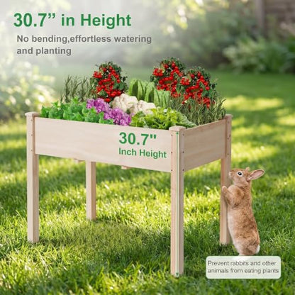 48x24x30 Elevated Wooden Raised Garden Bed with Legs, 300LBS Capacity - color: Natural, size: 48 x 24 x 30in