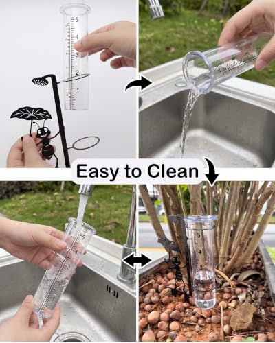 Cute Ant Rain Gauge Outdoor, Metal Gauge Stake with Acrylic Clear Tube