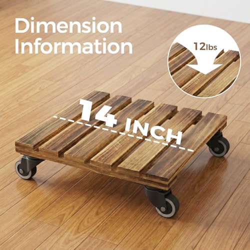 Bamworld Plant Caddy 14 Inch Heavy Duty Wood Dolly 2 Pack - size: 14inch-Square-2 pack