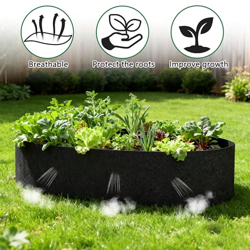 2 Sets 4x2x 1 ft Raised Garden Bed Liner Bag,Plants Grow Bed Fabric Liners - color: Oval