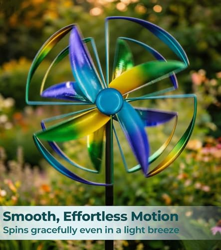 Wind Spinner Outdoor, 63" Double-Sided Metal Yard Decor