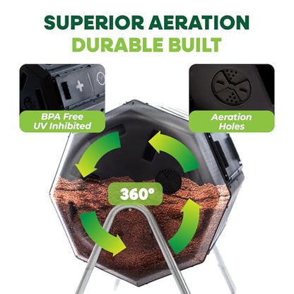 FCMP Outdoor IM4000 Dual Chamber Tumbling Composter (37 Gallon) - size: 37 gallon