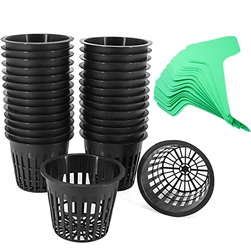 3 Inch Hydroponic Net Pots with Plant Labels 30-Pack - size: 3 inch 30 packs