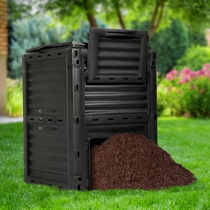 Compost Bin Outdoor, 80 Gallon Large Garden Composter, Black - color: 80 Gallon