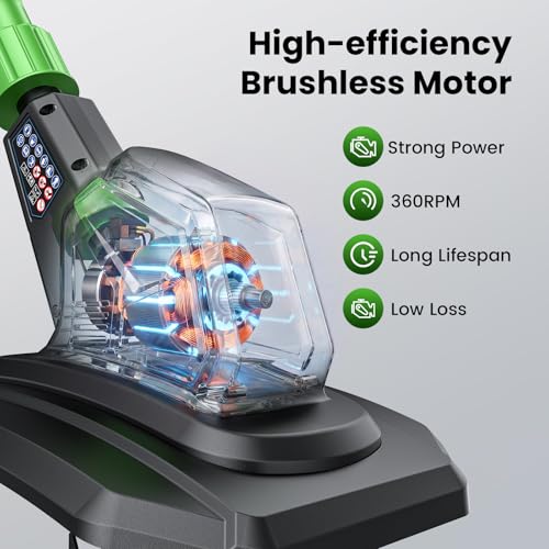 Etoolab 20V Cordless Electric Tiller, 9 in Width, 6.6 in Depth Rototiller - color: Green