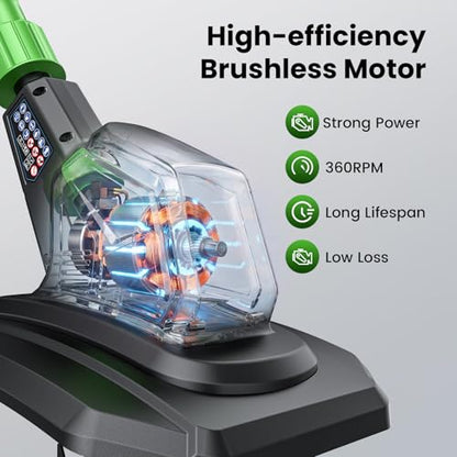 Etoolab 20V Cordless Electric Tiller, 9 in Width, 6.6 in Depth Rototiller - color: Green