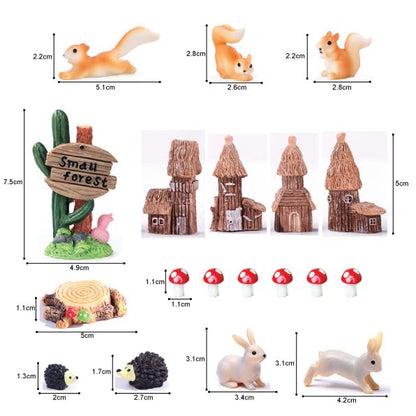 42pcs Fairy Garden Kit, Tree Figures, Animal Figurines, Plastic Trees for Projects 1.5-6 inch(4-16 cm), Model Train Scenery