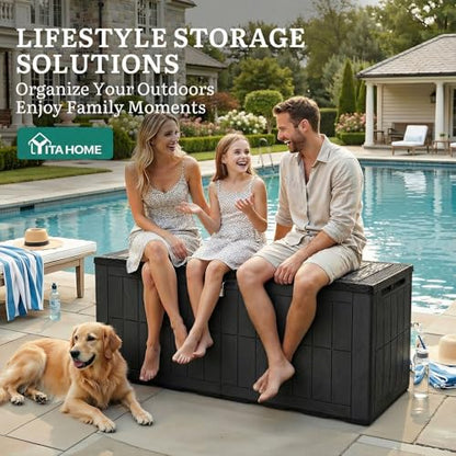YITAHOME 134 Gallon Large Deck Box - color: Black, size: 134 Gallon