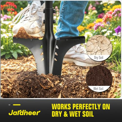 Jardineer Thickened Root Shovel, 45 Inch Serrated Digging Spade