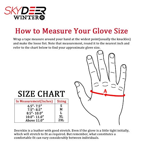 SKYDEER 3M Thinsulate Thermal Winter Work Gloves with Windproof Premium Genuine Deerskin Suede Leather (Unisex SD8671T) - color: Sd8654t, size: Large