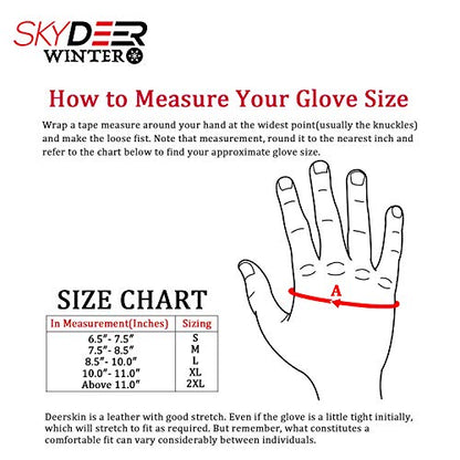 SKYDEER 3M Thinsulate Thermal Winter Work Gloves with Windproof Premium Genuine Deerskin Suede Leather (Unisex SD8671T) - color: Sd8654t, size: Large