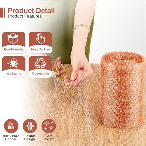 Gisafai 12'' X 32 ft Copper Mesh Roll for Rodent Control, 1 Roll - size: 12" X 32 ft