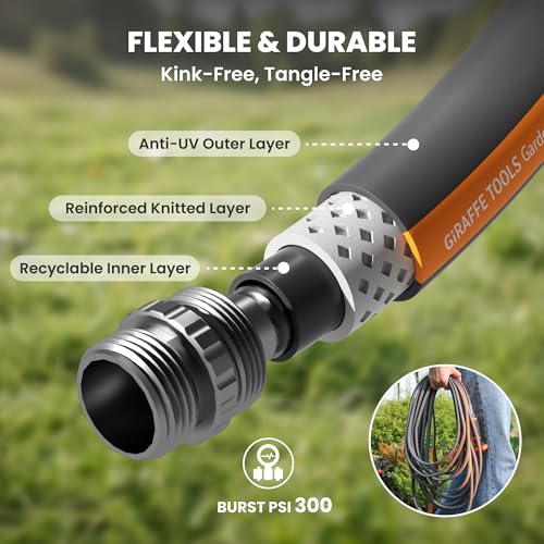 Giraffe Tools 75FT Garden Hose Lay Flat Lightweight Flexible Water Hose - size: 75FT