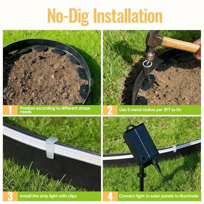 Landscape Edging with Solar String Light, 10FT, 2in Depth, Timer