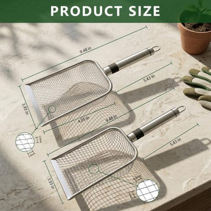 2 Pack Soil Sifter for Gardening, Stainless Steel Handle