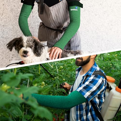 OriStout Cut Resistant Farmer Sleeves with Tumb Hole, Dark Green, 1 Pair - color: Dark Green (1 Pair) - Long, size: One Size