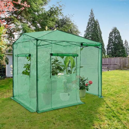 EAGLE PEAK 6x8 Easy Setup Pop Up Greenhouse, Side Door Design, Clear/Green - color: Clear/Green, size: 6x8