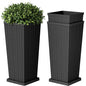 Devoko Resin 24'' Tall Planters, Large Taper Outdoor Planter - color: Black, size: 24" With Trays