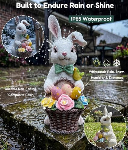 Vuees Solar Rabbit Garden Statue, Lighted Outdoor Bunny Yard Decor Gift - style: Bunny