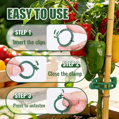 300Pcs Thickened Tomato Clips, Plant Support Clips Plastic Trellis Clips - color: Green