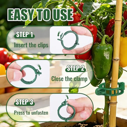 300Pcs Thickened Tomato Clips, Plant Support Clips Plastic Trellis Clips - color: Green