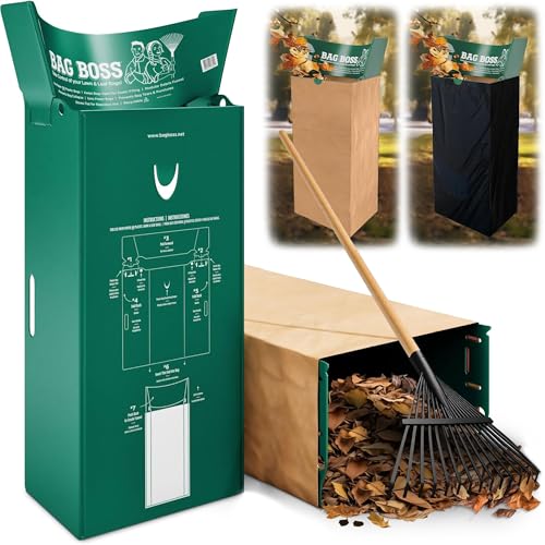 Lawn & Leaf Bag Holder, Leaf Scoop & Chute, Foldable Yard Trash Bag Stand, Heavy Duty – Fits 30 Gallon Paper and 33–55 Gallon Plastic, Lawn & Yard Clean Up, Gardening, Camping, Parties - size: 1 Count (Pack of 1)