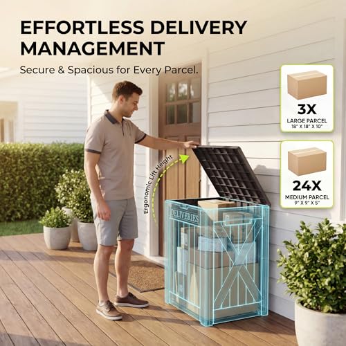 Greesum 52 Gallon Deck Box, Waterproof Storage Container, Dark Brown - color: Dark Brown, size: 52 Gallon