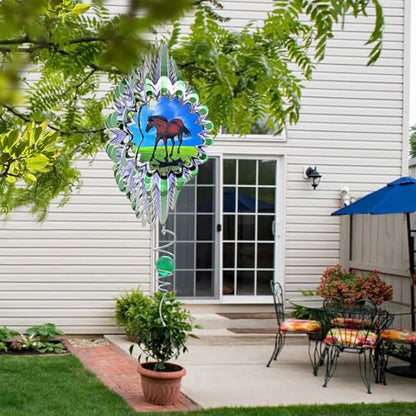 Animated Horse Wind Spinner- 3D Hanging Wind Sculptures & Catcher - color: Animated Horse