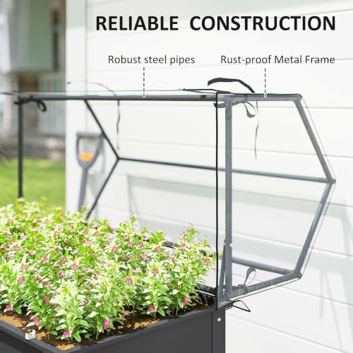 Outsunny Raised Garden Bed with Flip-Up Cover, 39.4"x18.9"x48.8", Dark Gray - color: Dark Gray