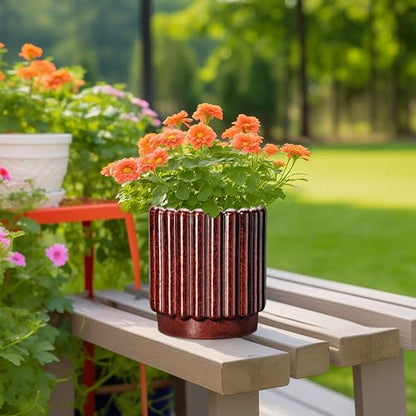 Ceramicfor Ceramic Plant Pot, 7.6 Inch, Red - color: Leopard Print Red, size: 7.6 Inch