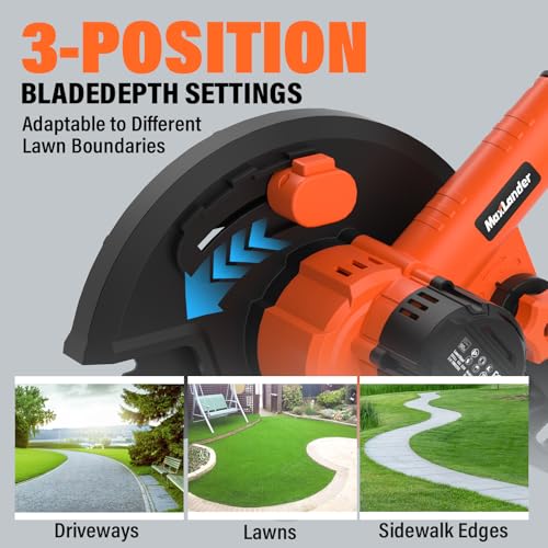 Maxlander 9'' Lawn Edger, 3-Position Blade Depth, 4.0Ah Battery & Charger