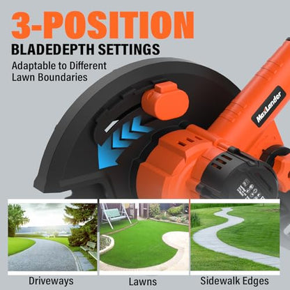 Maxlander 9'' Lawn Edger, 3-Position Blade Depth, 4.0Ah Battery & Charger