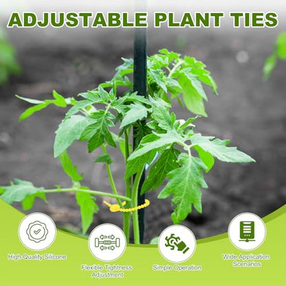 M METERXITY 48-Pack Adjustable Plant Ties, 4.7/5.9/6.7/8.2 Inch Silicone Flexible Multi-Function Garden Twist Tie for Crafts/Gift Wrapping/Gardening Plants, Reusable Support Twine [Yellow] - color: Yellow
