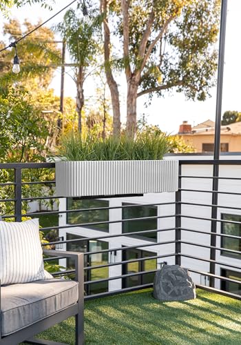 Veradek Demi Series Railing Planter - Round Window Box with Bracket - color: White, size: 36 inch