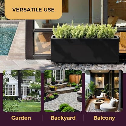 40Wx12Dx16H Black Metal Planter Box, Easy Assembly Raised Garden Bed - color: Black, size: 16Hx40Wx12D