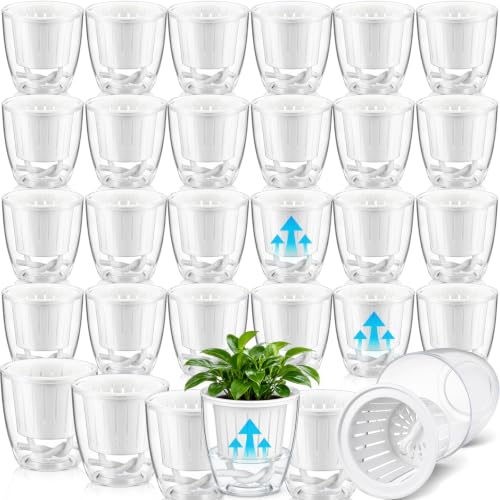 Self Watering Plant Pots, 3.5'', Transparent White, 36 Pcs - color: Transparent White, size: 3.5''